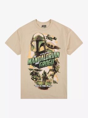 Hot Topic Star Wars The Mandalorian And Grogu Poster T-Shirt Tan XL NWT